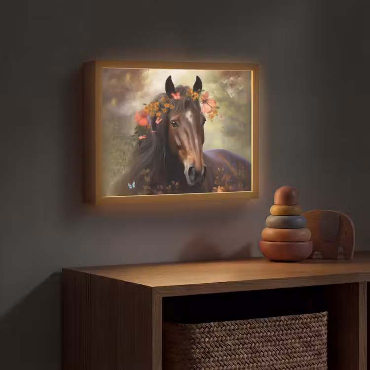 Paard - Dieren - Bloemen - Bos - Vlinder Light Box met batterij (Wandlamp kind) middel -sfeer5_kind