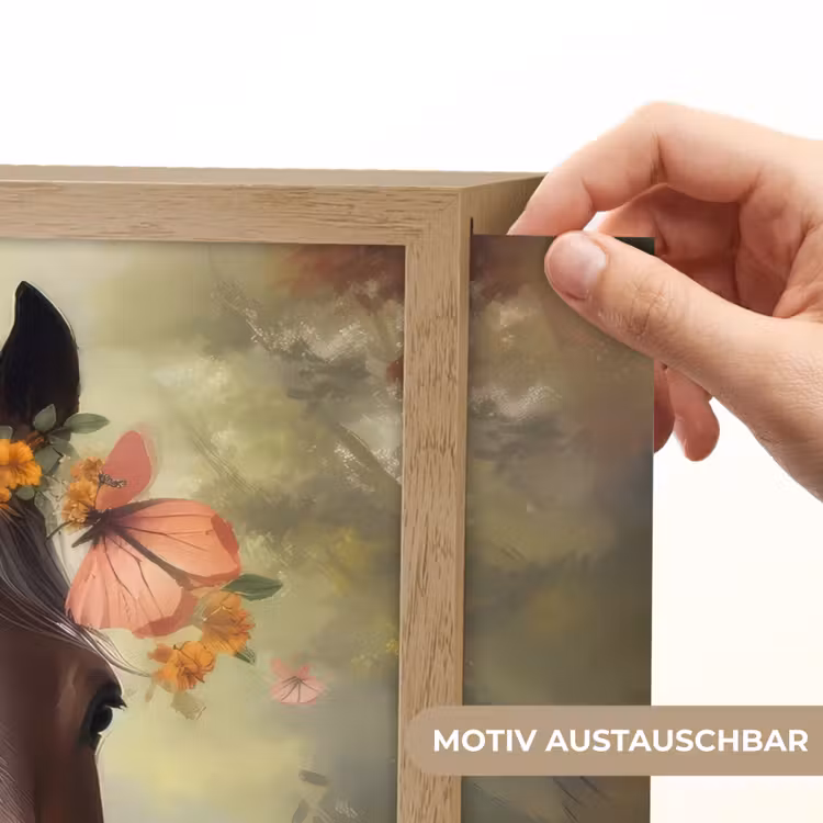 Paard - Dieren - Bloemen - Bos - Vlinder Light Box met batterij (Wandlamp kind) middel -USP_websiteprintDE