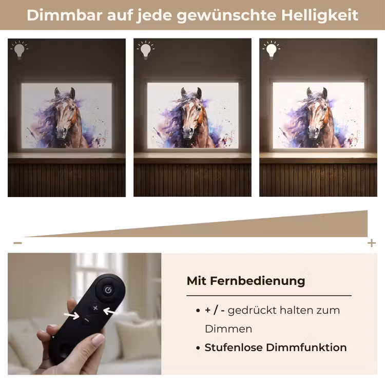 Paard - Dieren - Meisjes - Paars - Bruin Light Box met batterij (Wandlamp kind) middel -USP_dimbaarDE