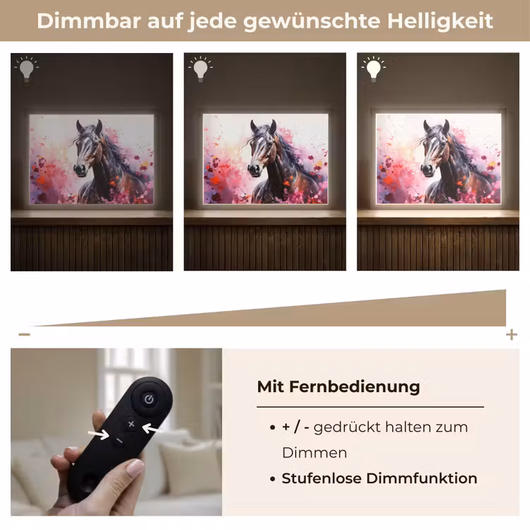 Paard - Dieren - Meisje - Roze Light Box met batterij (Wandlamp kind) middel -USP_dimbaarDE