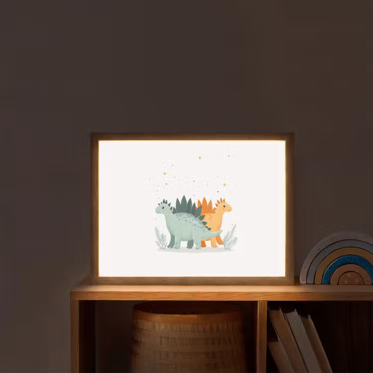 Planten - Sterren - Dinosaurussen - Oranje Light Box met batterij (Wandlamp kind) middel -sfeer1_kind