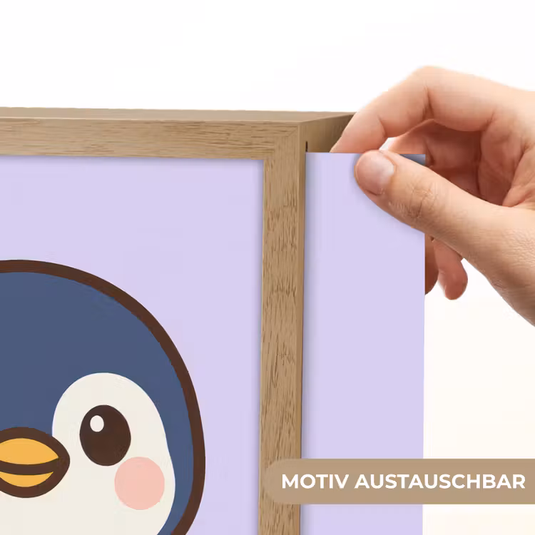 Pinguïn - Paars - Schattig Light Box met kabel (Wandlamp kind) klein -USP_websiteprintDE