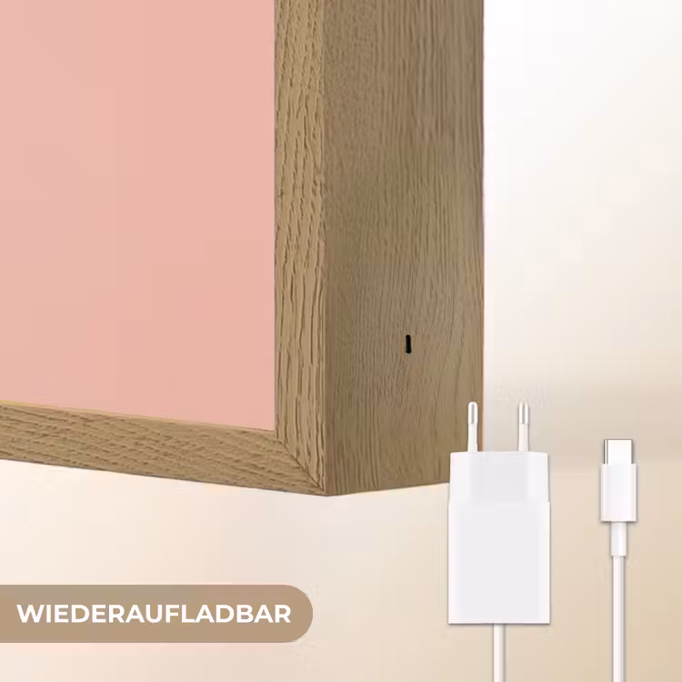 Pinguïn - Stippen - Minimalistisch - Roze Light Box met batterij (Wandlamp kind) middel -USP_websiteoplaadbaarDE