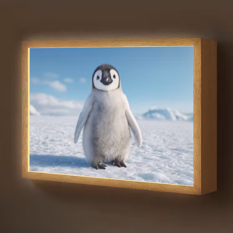 Pinguïn - Sneeuw - Landschap - Wit Light Box met batterij (Wandlamp kind) middel -z3d_website