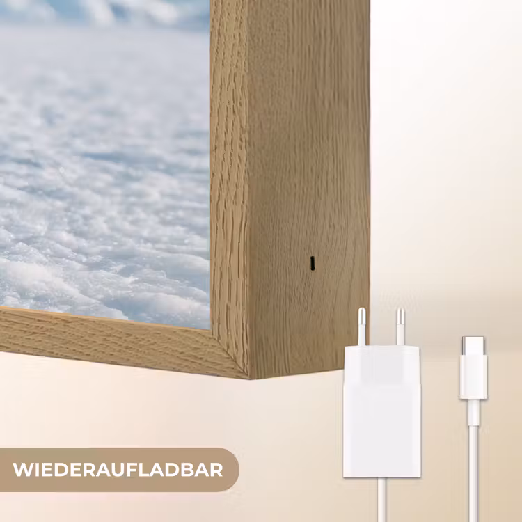 Pinguïn - Sneeuw - Landschap - Wit Light Box met batterij (Wandlamp kind) middel -USP_websiteoplaadbaarDE