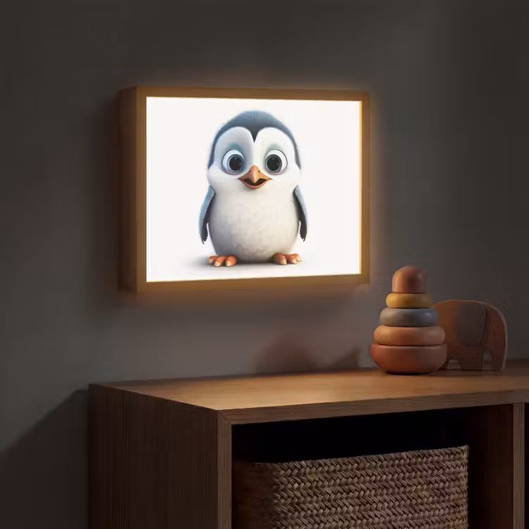 Pinguïn - Dieren - Meisjes - Kind - Jongens Light Box met batterij (Wandlamp kind) middel -sfeer5_kind