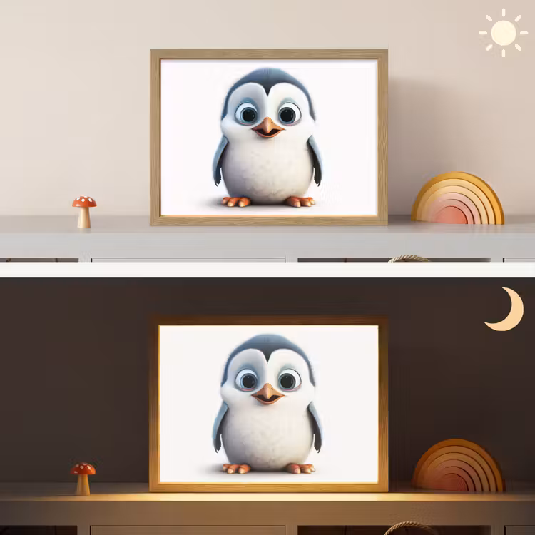 Pinguïn - Dieren - Meisjes - Kind - Jongens Light Box met batterij (Wandlamp kind) middel -sfeer3_kind