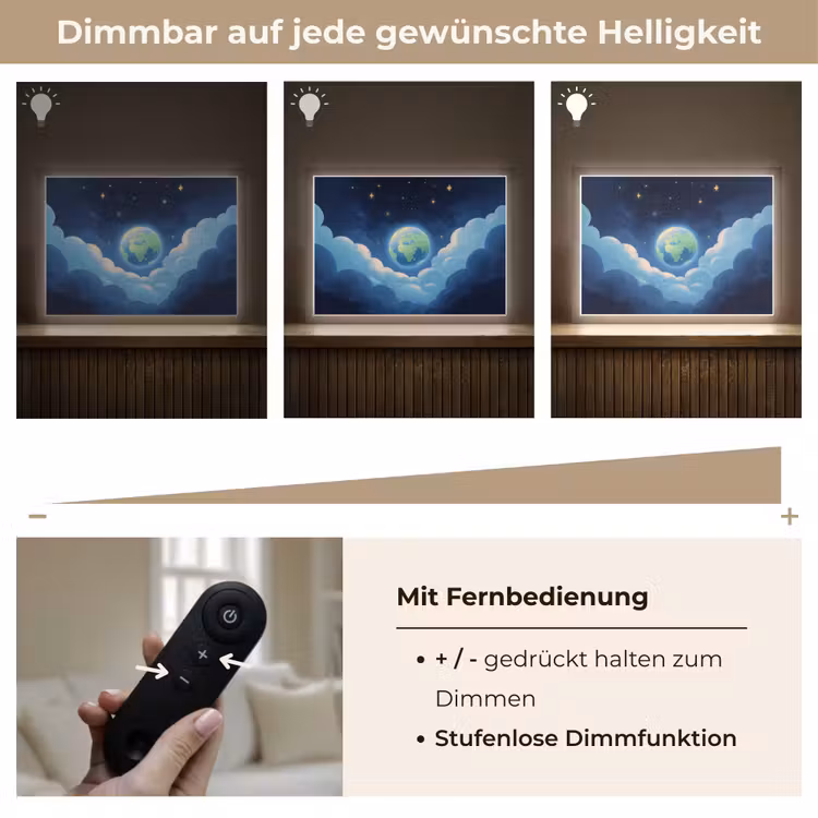 Planeet - Wolken - Sterren - Blauw Light Box met batterij (Wandlamp kind) middel -USP_dimbaarDE