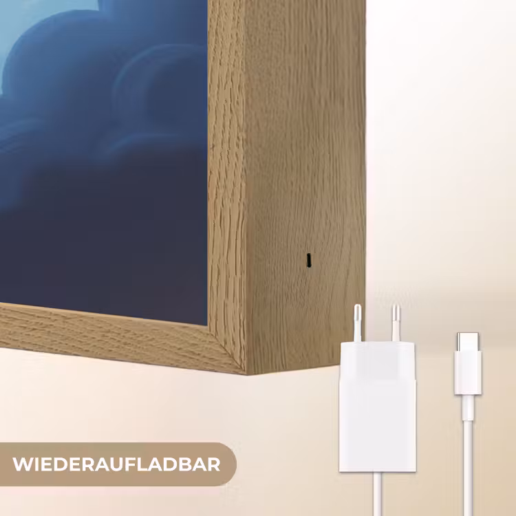 Planeet - Wolken - Sterren - Blauw Light Box met batterij (Wandlamp kind) middel -USP_websiteoplaadbaarDE