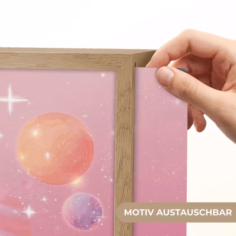 Planeten - Roze - Sterren Light Box met batterij (Wandlamp kind) middel -USP_websiteprintDE
