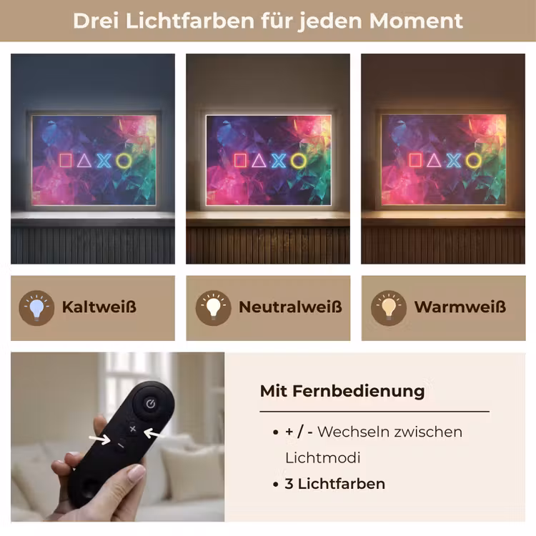 Playstation - Kleurrijk - Abstract - Neon Light Box met batterij (Wandlamp kind) middel -USP_lichtkleurDE