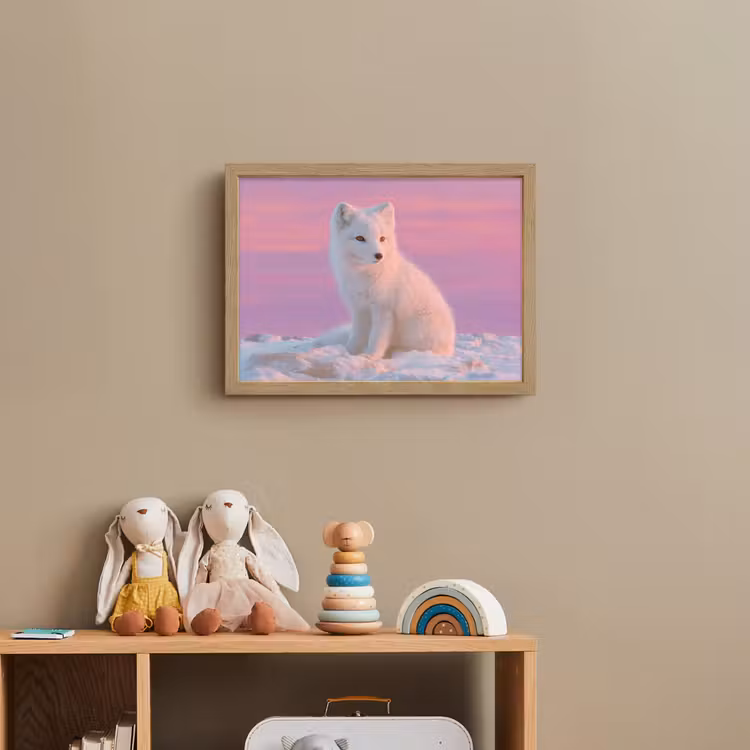 Poolvos - Sneeuw - Roze Light Box met batterij (Wandlamp kind) middel -sfeer2_kind