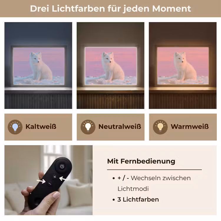 Poolvos - Sneeuw - Roze Light Box met batterij (Wandlamp kind) middel -USP_lichtkleurDE