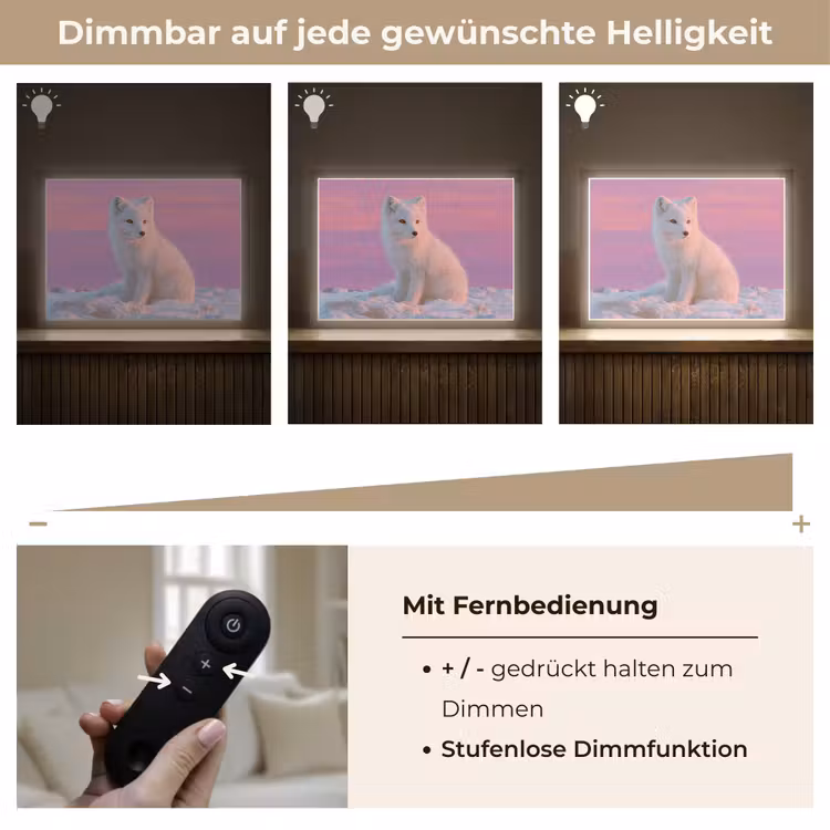 Poolvos - Sneeuw - Roze Light Box met batterij (Wandlamp kind) middel -USP_dimbaarDE