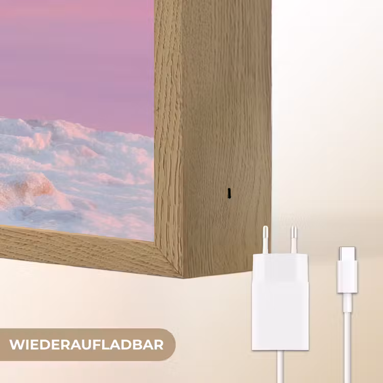 Poolvos - Sneeuw - Roze Light Box met batterij (Wandlamp kind) middel -USP_websiteoplaadbaarDE
