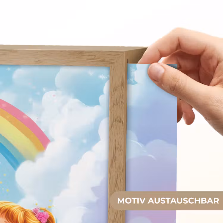 Prinses - Draak - Regenboog Light Box met batterij (Wandlamp kind) middel -USP_websiteprintDE