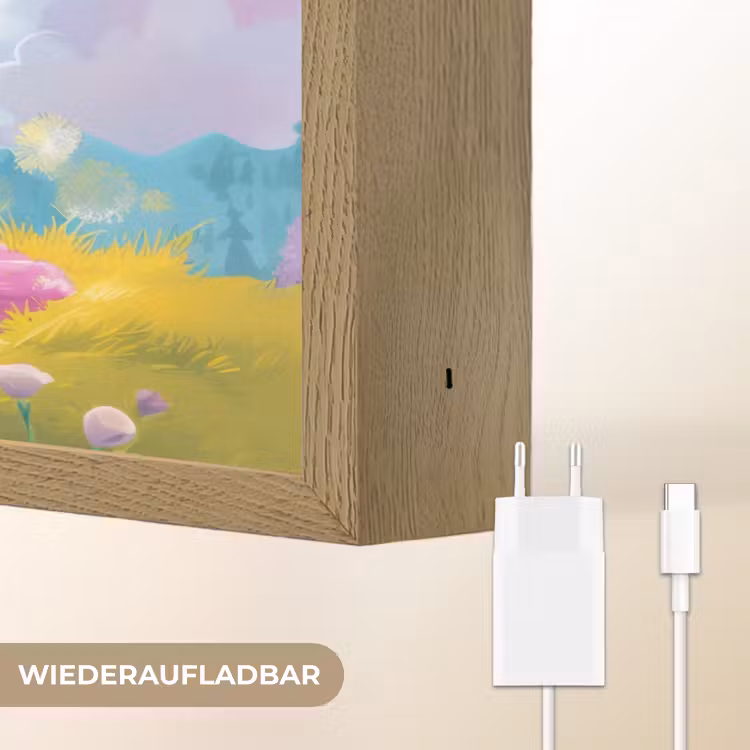 Prinses - Draak - Regenboog Light Box met batterij (Wandlamp kind) middel -USP_websiteoplaadbaarDE