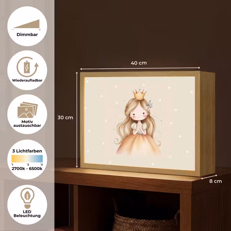 Prinses - Goud - Stippen Light Box met batterij (Wandlamp kind) middel -USP_websiteoverzichtDE