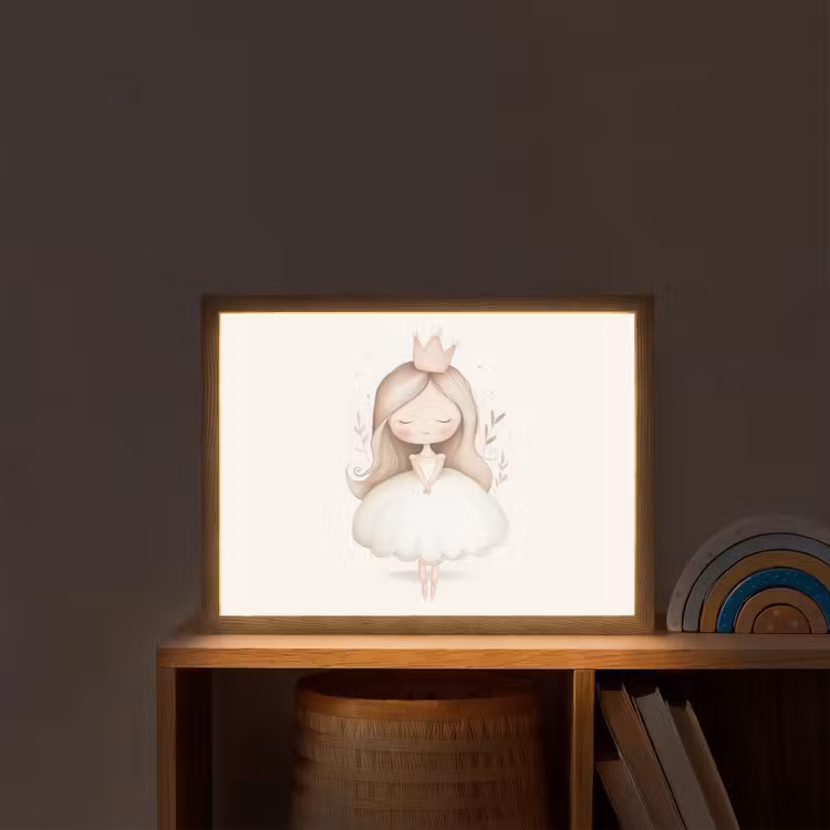 Prinses - Jurk - Kroon - Pastel Light Box met batterij (Wandlamp kind) middel -sfeer1_kind