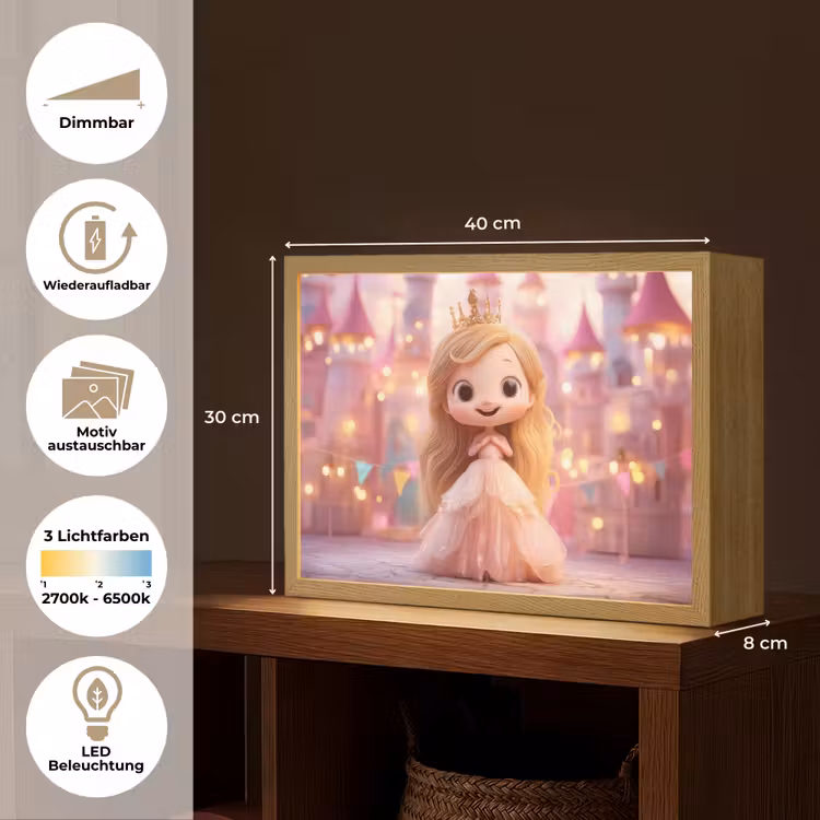 Prinses - Roze - Kasteel Light Box met batterij (Wandlamp kind) middel -USP_websiteoverzichtDE