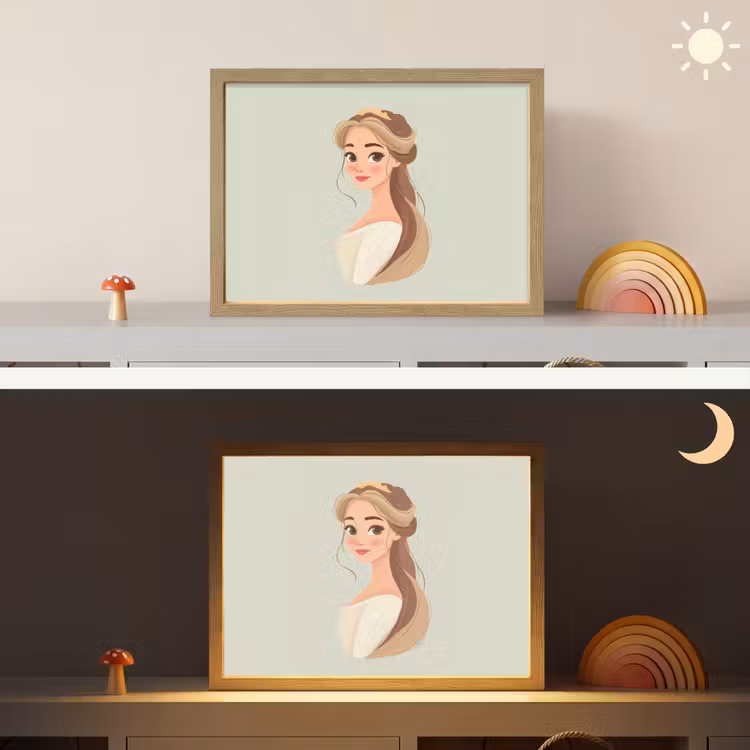 Prinses - Tiara - Groen Light Box met batterij (Wandlamp kind) middel -sfeer3_kind