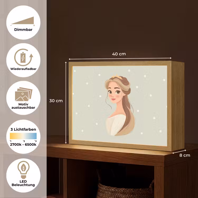 Prinses - Tiara - Groen - Stippen Light Box met batterij (Wandlamp kind) middel -USP_websiteoverzichtDE