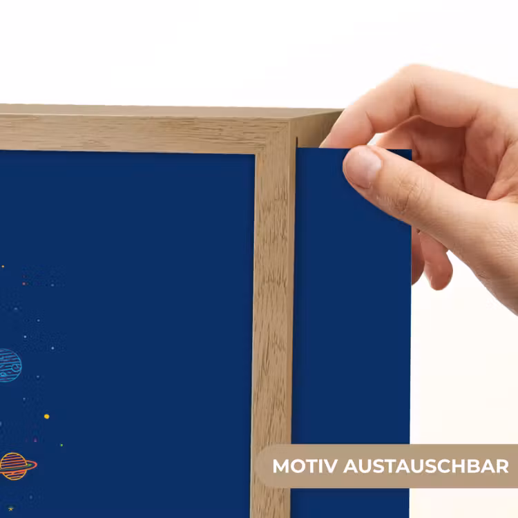 Raket - Blauw - Sterren Light Box met batterij (Wandlamp kind) middel -USP_websiteprintDE