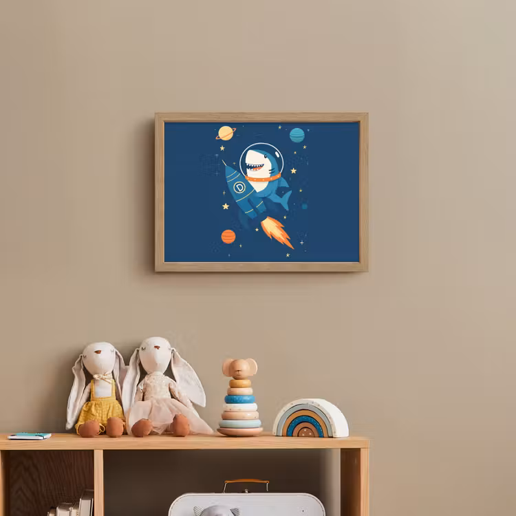 Raket - Haai - Ruimte Light Box met batterij (Wandlamp kind) middel -sfeer2_kind
