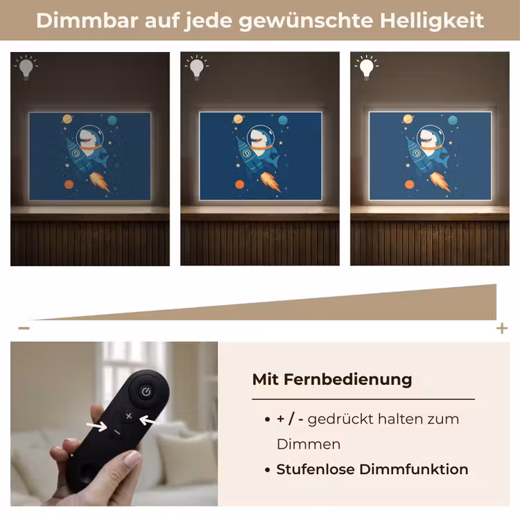 Raket - Haai - Ruimte Light Box met batterij (Wandlamp kind) middel -USP_dimbaarDE