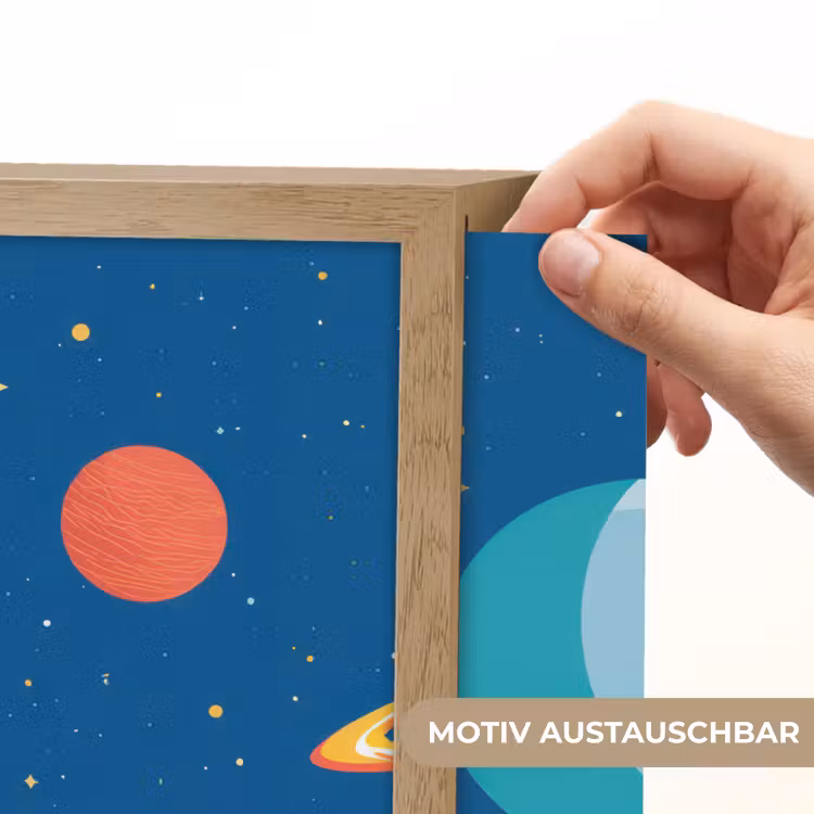 Raket - Planeten - Ruimte Light Box met batterij (Wandlamp kind) middel -USP_websiteprintDE
