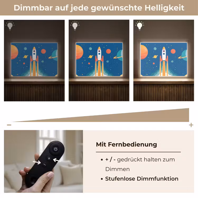 Raket - Planeten - Ruimte Light Box met batterij (Wandlamp kind) middel -USP_dimbaarDE
