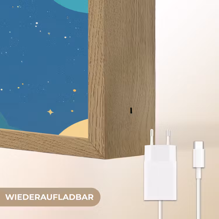 Raket - Planeten - Ruimte Light Box met batterij (Wandlamp kind) middel -USP_websiteoplaadbaarDE