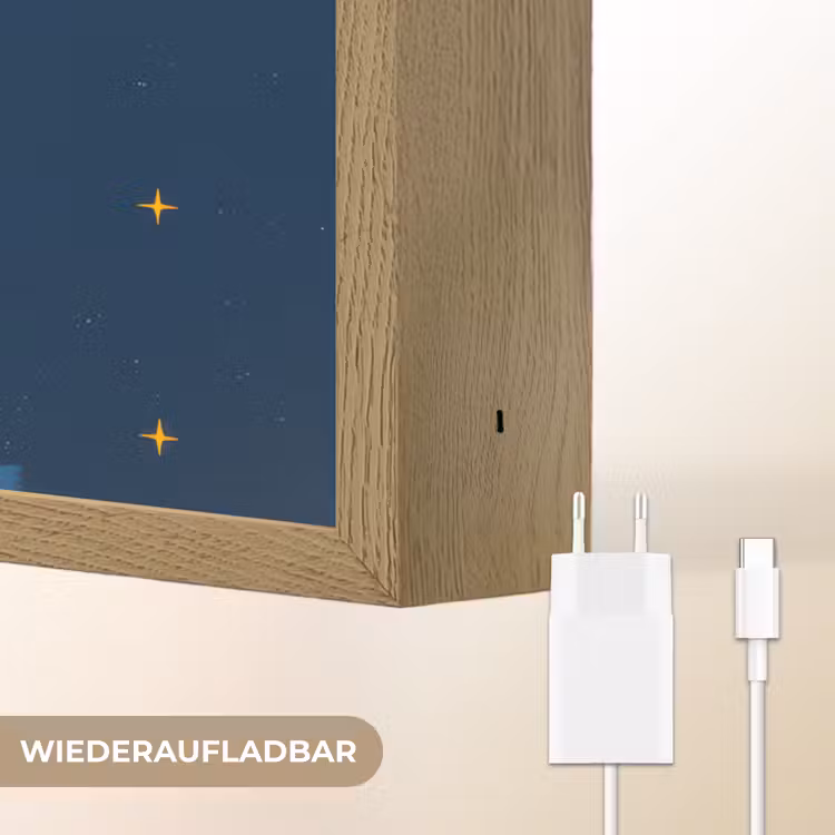 Raket - Rookwolken - Ruimte Light Box met batterij (Wandlamp kind) middel -USP_websiteoplaadbaarDE
