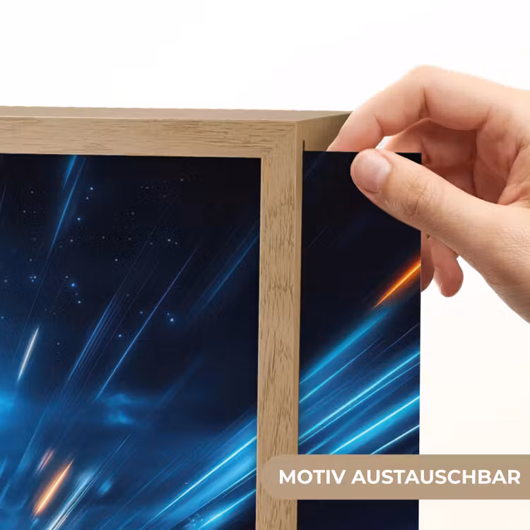 Raket - Ruimte - Blauw - Licht Light Box met batterij (Wandlamp kind) middel -USP_websiteprintDE