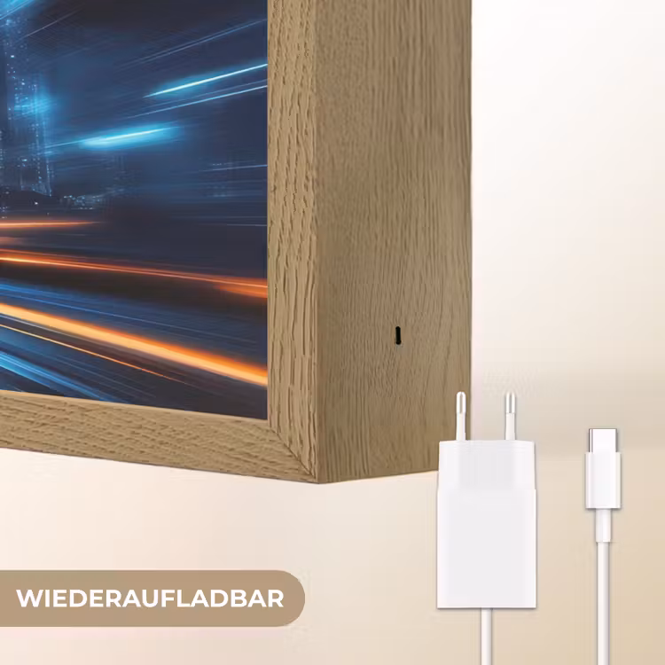 Raket - Ruimte - Blauw - Licht Light Box met batterij (Wandlamp kind) middel -USP_websiteoplaadbaarDE