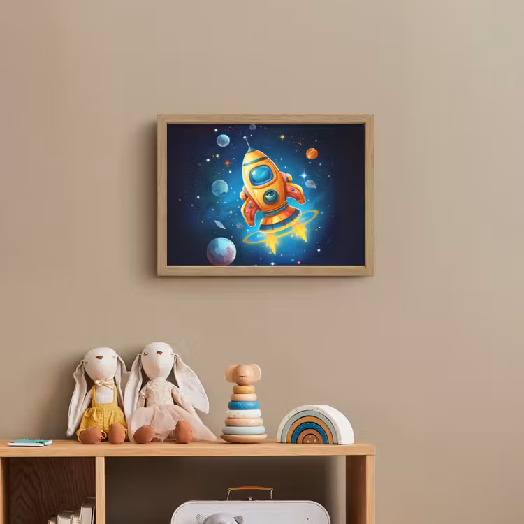 Raket - Ruimte - Planeten - Kinderen - Jongen Light Box met batterij (Wandlamp kind) middel -sfeer2_kind