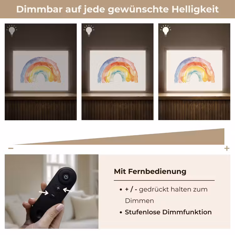 Regenboog - Watercolor - Kleurrijk Light Box met batterij (Wandlamp kind) middel -USP_dimbaarDE