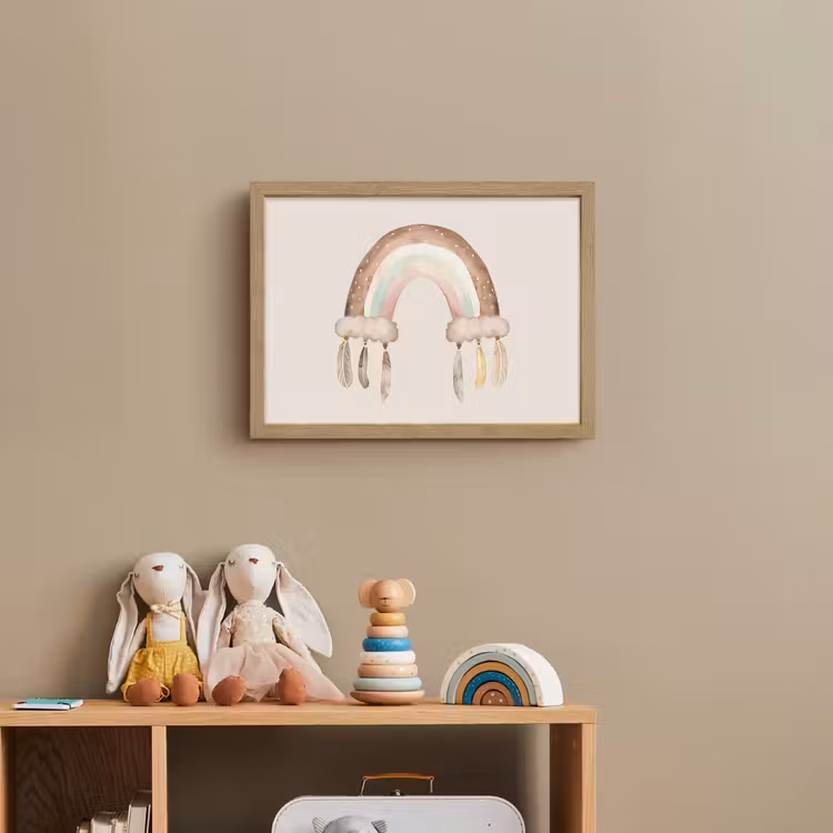 Regenboog - Bohemian - Boho - Pastel kleuren Light Box met batterij (Wandlamp kind) middel -sfeer2_kind