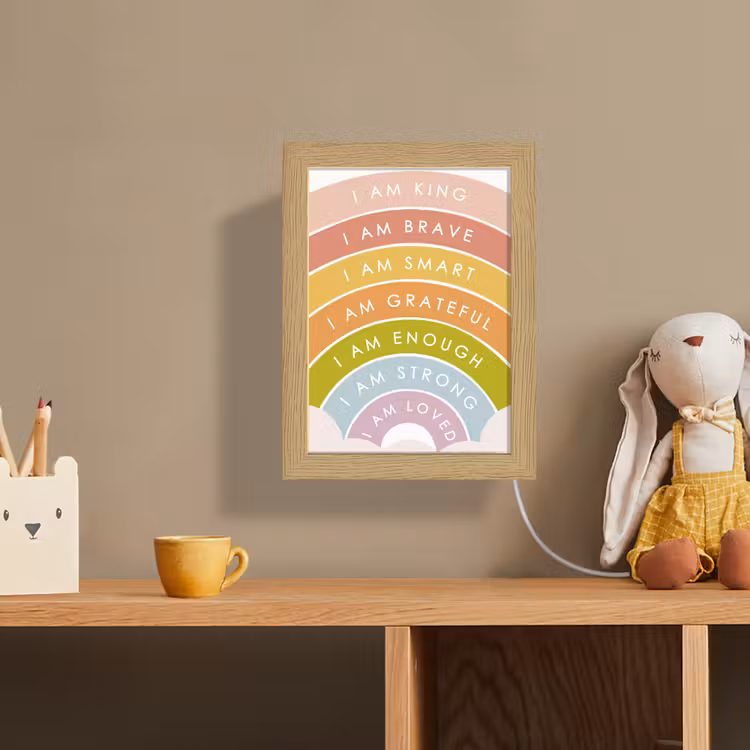 Regenboog - Kleuren - Quotes Light Box met kabel (Wandlamp kind) klein -sfeer2_kind