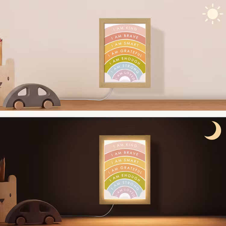 Regenboog - Kleuren - Quotes Light Box met kabel (Wandlamp kind) klein -sfeer3_kind
