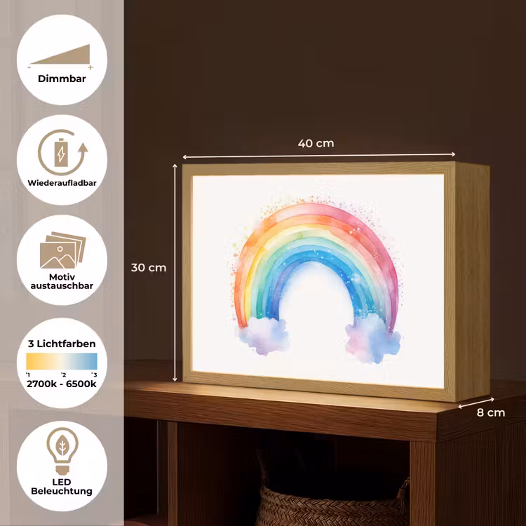 Regenboog - Kinderen - Meisje Light Box met batterij (Wandlamp kind) middel -USP_websiteoverzichtDE