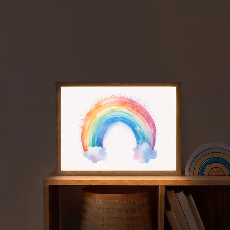 Regenboog - Kinderen - Meisje Light Box met batterij (Wandlamp kind) middel -sfeer1_kind