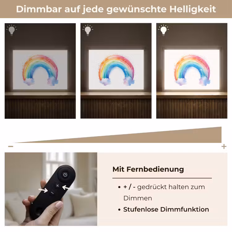 Regenboog - Kinderen - Meisje Light Box met batterij (Wandlamp kind) middel -USP_dimbaarDE