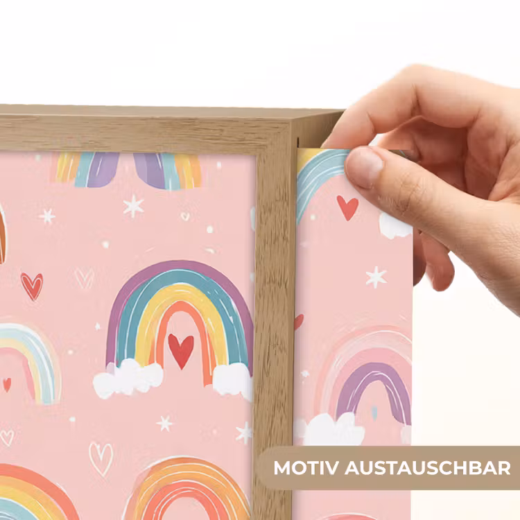 Regenboog - Patroon - Pastel Light Box met batterij (Wandlamp kind) middel -USP_websiteprintDE