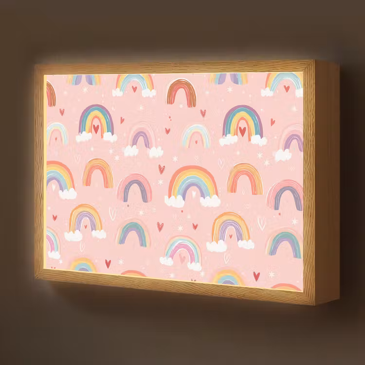 Regenboog - Patroon - Pastel Light Box met batterij (Wandlamp kind) middel -z3d_website