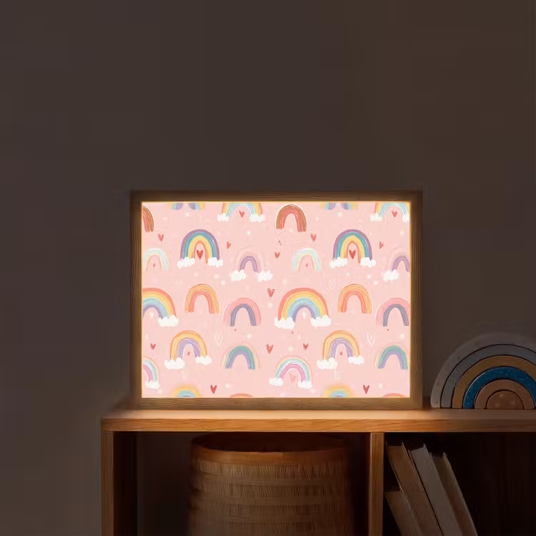 Regenboog - Patroon - Pastel Light Box met batterij (Wandlamp kind) middel -sfeer1_kind