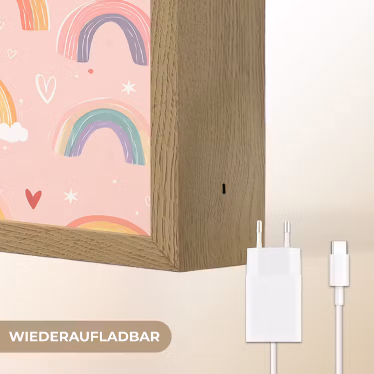 Regenboog - Patroon - Pastel Light Box met batterij (Wandlamp kind) middel -USP_websiteoplaadbaarDE