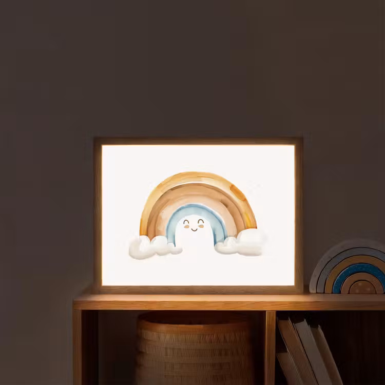 Regenboog - Pastel kleuren Light Box met batterij (Wandlamp kind) middel -sfeer1_kind
