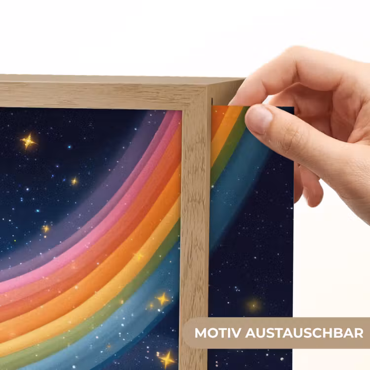 Regenboog - Sterrenhemel - Kleurrijk Light Box met batterij (Wandlamp kind) middel -USP_websiteprintDE