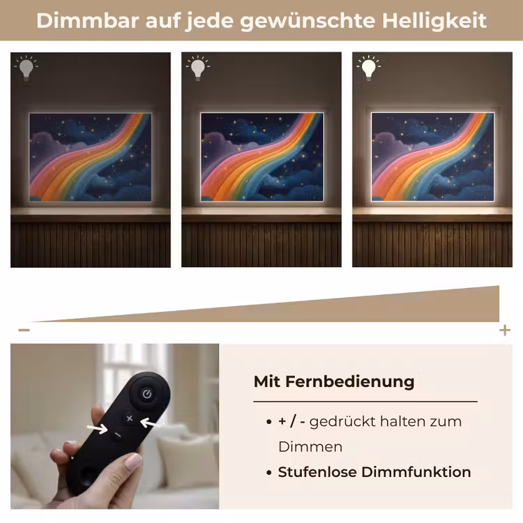 Regenboog - Sterrenhemel - Kleurrijk Light Box met batterij (Wandlamp kind) middel -USP_dimbaarDE